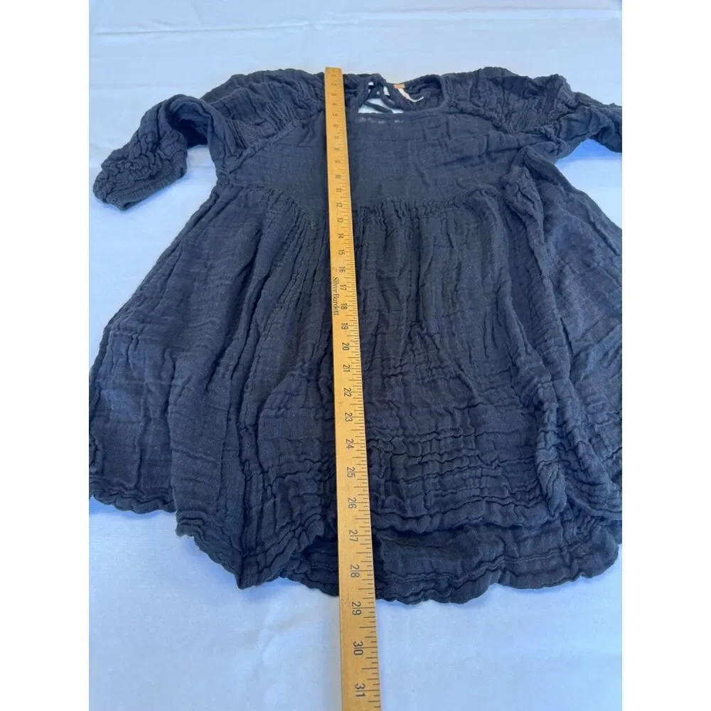 Free People free-est Adler Tie Back Tunic Top Black Size XS